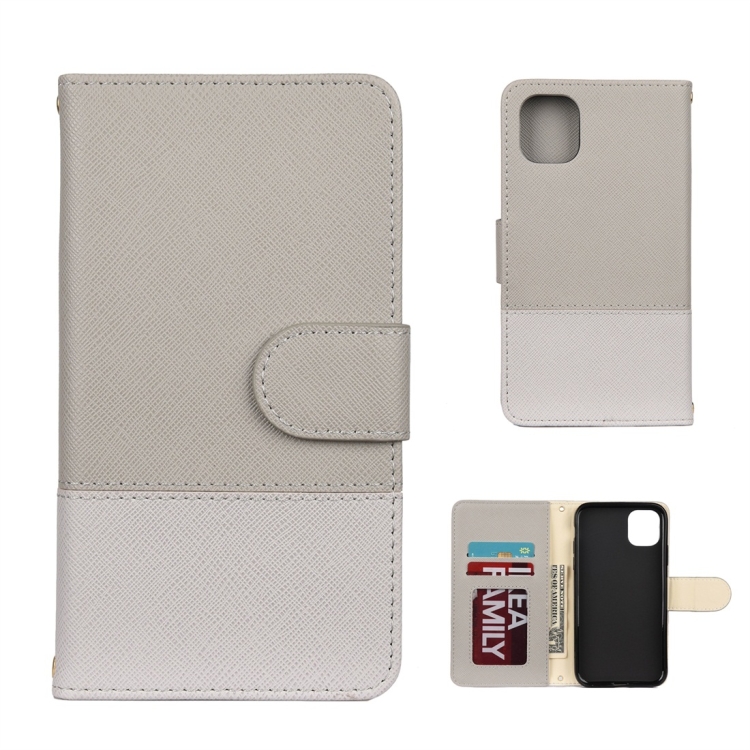 

For iPhone 11 Pro Splicing Color Horizontal Flip Leather Case with Holder & Photo Frame & Card Slots & Wallet(Grey)