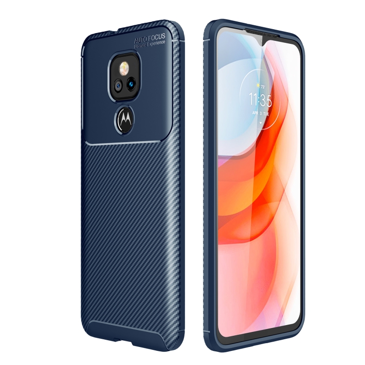 

For Motorola Moto G Play (2021) Carbon Fiber Texture Shockproof TPU Case(Blue)