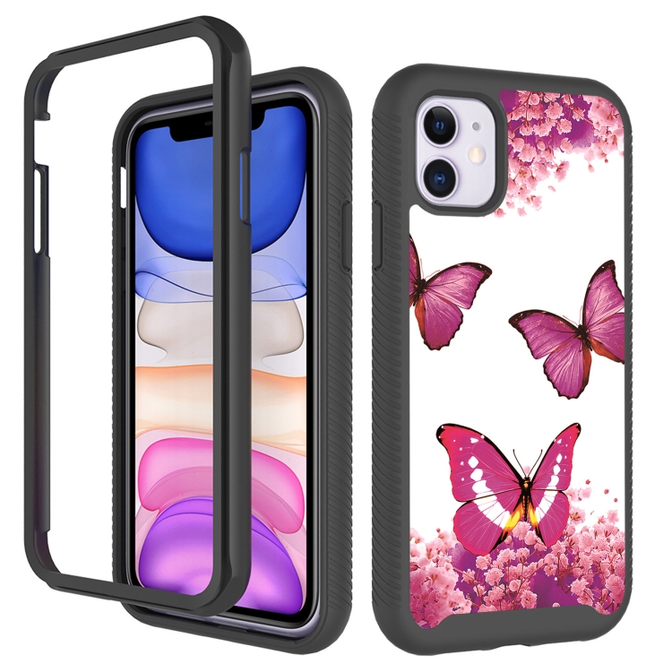 

3 in 1 Card PC + TPU Shockproof Protective Case For iPhone 11 Pro(Rose Red Butterfly)