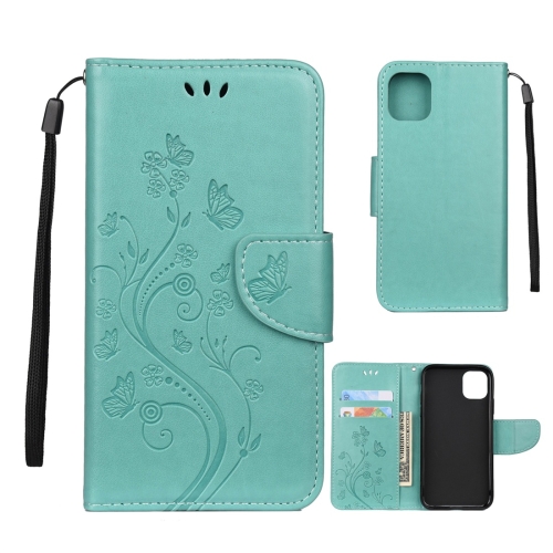 

For iPhone 11 Butterfly Flower Pattern Horizontal Flip Leather Case with Holder & Card Slots & Wallet(Green)