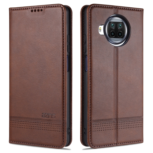 

For Xiaomi Mi 10T Lite 5G AZNS Magnetic Calf Texture Horizontal Flip Leather Case with Card Slots & Holder & Wallet(Dark Brown)