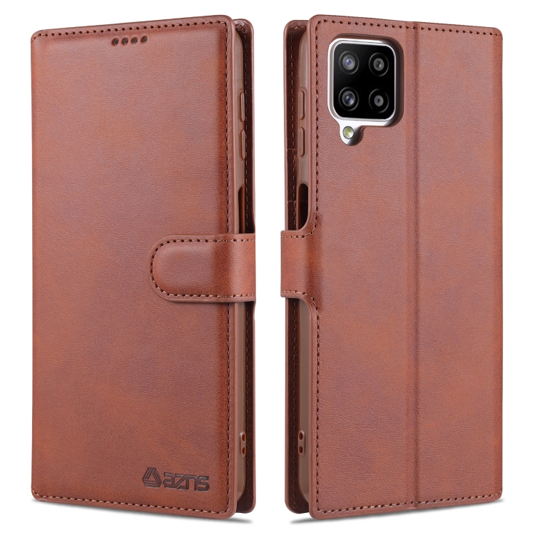 

For Samsung Galaxy A12 AZNS Calf Texture Horizontal Flip Leather Case with Holder & Card Slots & Wallet & Photo Frame(Brown)