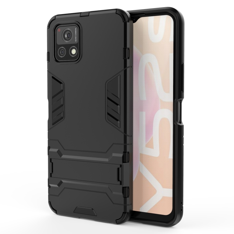 

For vivo Y52s 5G PC + TPU Shockproof Protective Case with Holder(Black)