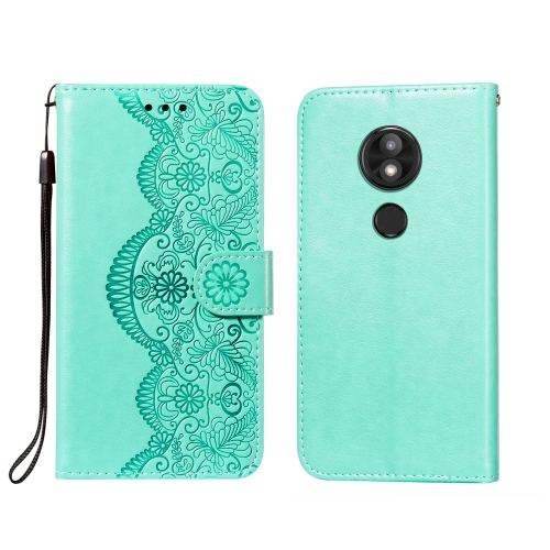 

For Motorola Moto E5 Play Go(EU Version) Flower Vine Embossing Pattern Horizontal Flip Leather Case with Card Slot & Holder & Wallet & Lanyard(Green)