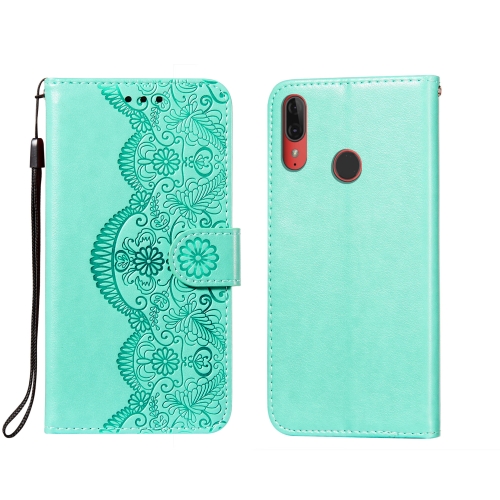 

For Motorola Moto E6 Plus Flower Vine Embossing Pattern Horizontal Flip Leather Case with Card Slot & Holder & Wallet & Lanyard(Green)