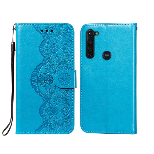 

For Motorola Moto G Stylus Flower Vine Embossing Pattern Horizontal Flip Leather Case with Card Slot & Holder & Wallet & Lanyard(Blue)