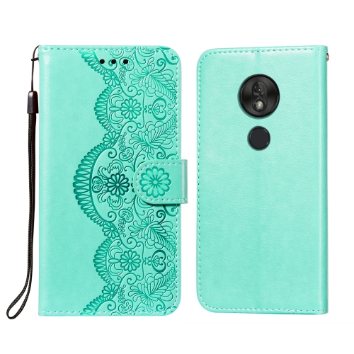 

For Motorola Moto G7 Play(EU Version) Flower Vine Embossing Pattern Horizontal Flip Leather Case with Card Slot & Holder & Wallet & Lanyard(Green)