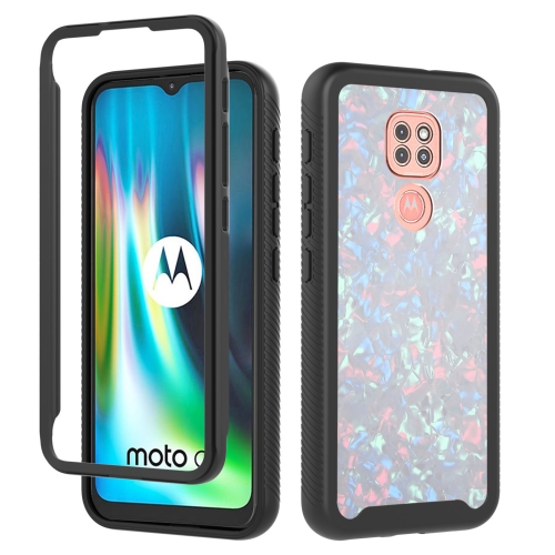 

For Motorola Moto G9 Play 3 in 1 Card PC + TPU Shockproof Protective Case(White Shell Pattern)