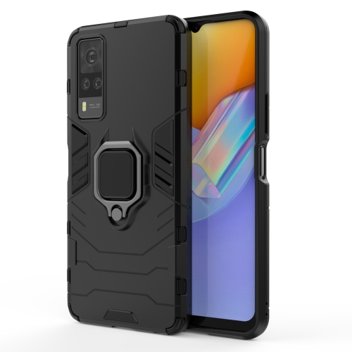 

For Vivo Y51(2020 India) PC + TPU Shockproof Protective Case with Magnetic Ring Holder(Black)