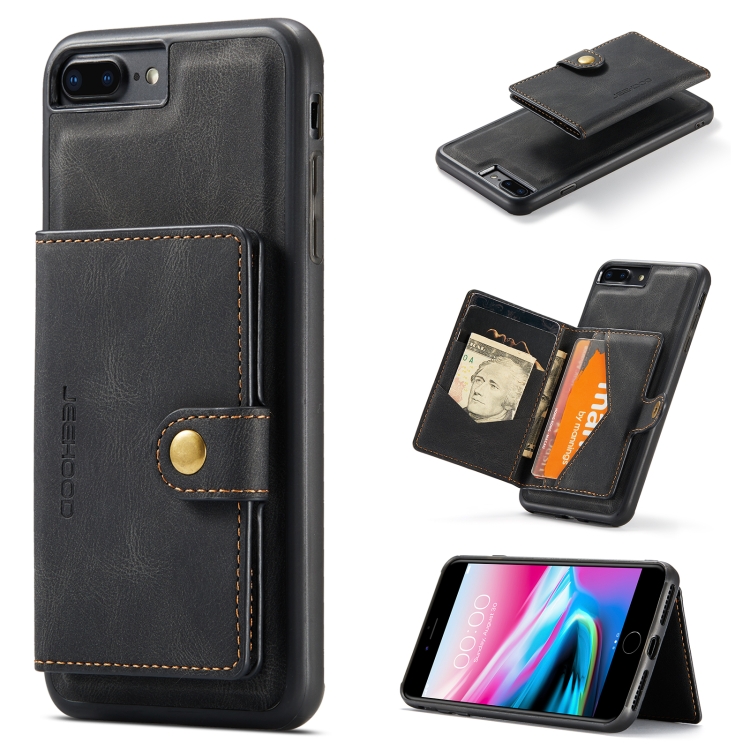 

JEEHOOD Retro Magnetic Detachable Protective Case with Wallet & Card Slot & Holder For iPhone 8 Plus & 7 Plus(Black)