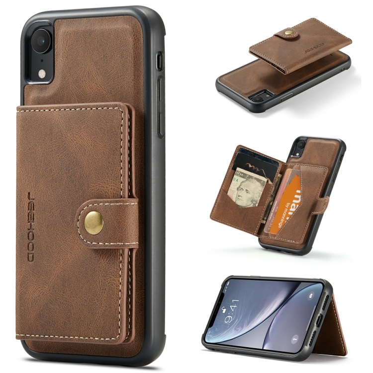 

JEEHOOD Retro Magnetic Detachable Protective Case with Wallet & Card Slot & Holder For iPhone XR(Brown)