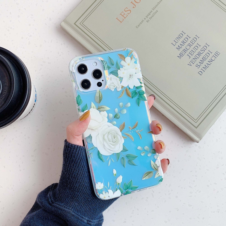 

Double-sided Film Laser Flower Pattern Protective Case For iPhone 11(White)