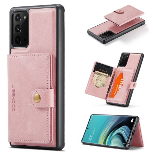 

For Samsung Galaxy Note20 JEEHOOD Retro Magnetic Detachable Protective Case with Wallet & Card Slot & Holder(Pink)