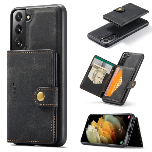 

For Samsung Galaxy S21+ 5G JEEHOOD Retro Magnetic Detachable Protective Case with Wallet & Card Slot & Holder(Black)