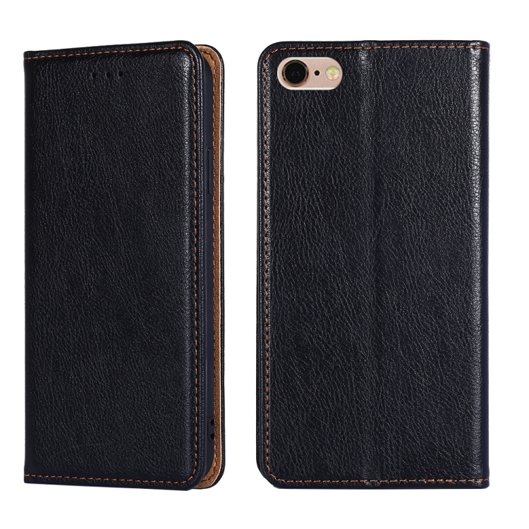 

For iPhone 7 / 8 / SE (2020) PU + TPU Gloss Oil Solid Color Magnetic Horizontal Flip Leather Case with Holder & Card Slot & Wallet(Black)