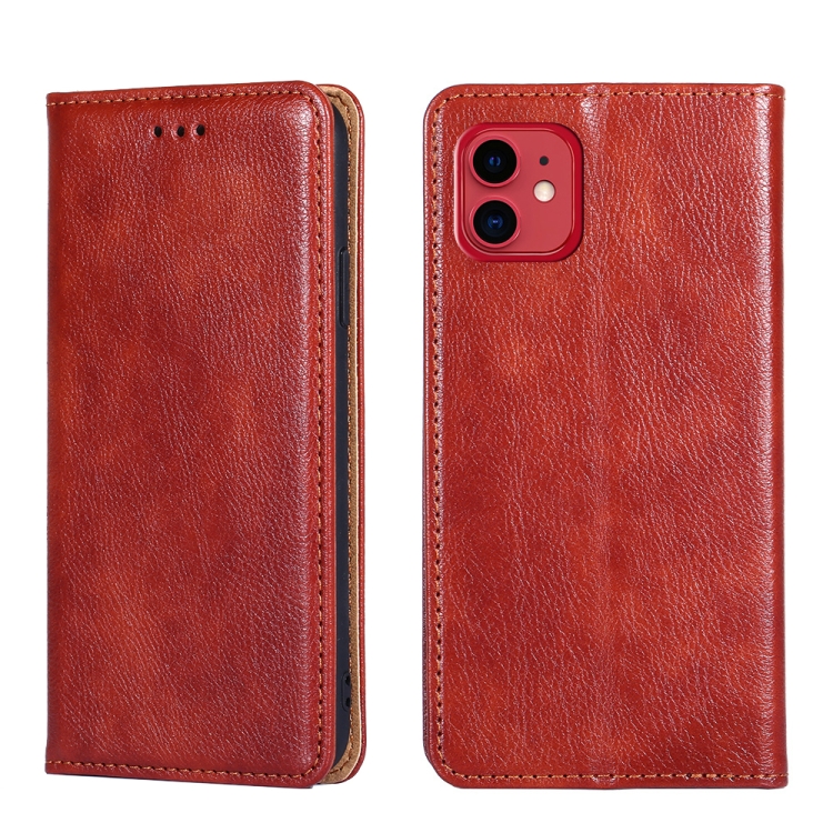 

For iPhone 11 PU + TPU Gloss Oil Solid Color Magnetic Horizontal Flip Leather Case with Holder & Card Slot & Wallet(Brown)