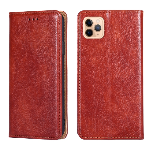 

For iPhone 11 Pro Max PU + TPU Gloss Oil Solid Color Magnetic Horizontal Flip Leather Case with Holder & Card Slot & Wallet(Brown)