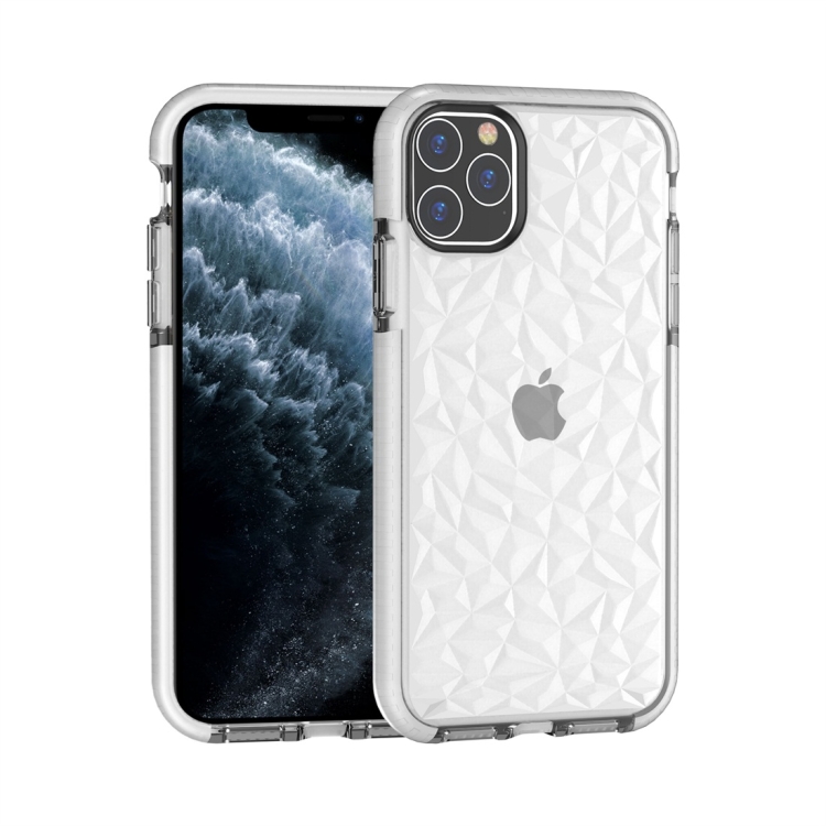 

For iPhone 11 Pro Max Shockproof Diamond Texture TPU Protective Case(White)