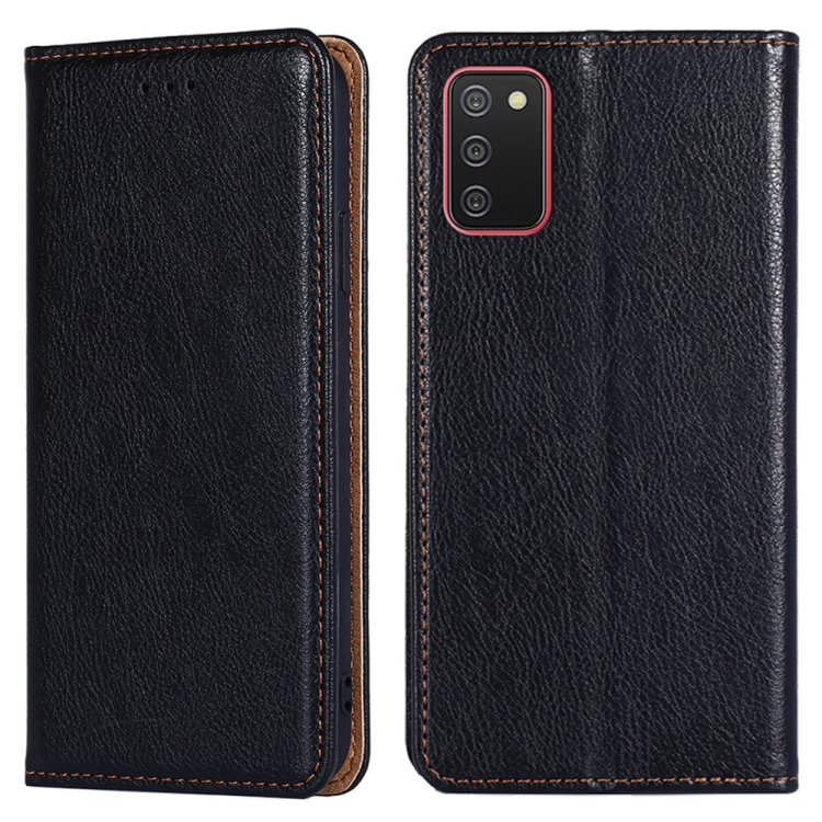 

For Samsung Galaxy A02s (European Version) PU + TPU Gloss Oil Solid Color Magnetic Horizontal Flip Leather Case with Holder & Card Slot & Wallet(Black)