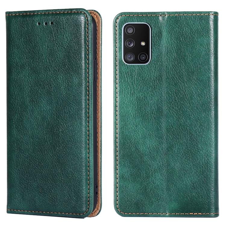 

For Samsung Galaxy A71 4G PU + TPU Gloss Oil Solid Color Magnetic Horizontal Flip Leather Case with Holder & Card Slot & Wallet(Green)