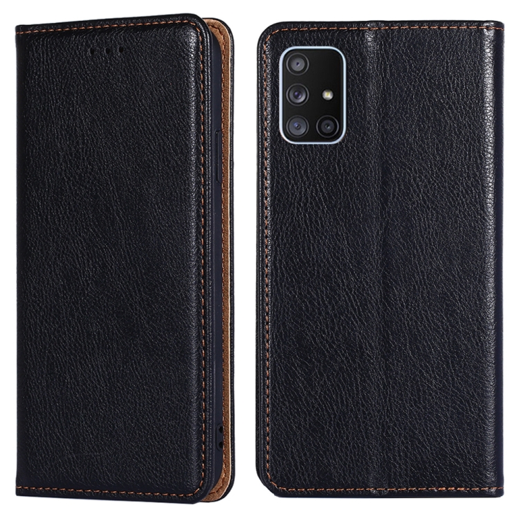 

For Samsung Galaxy A71 5G PU + TPU Gloss Oil Solid Color Magnetic Horizontal Flip Leather Case with Holder & Card Slot & Wallet(Black)
