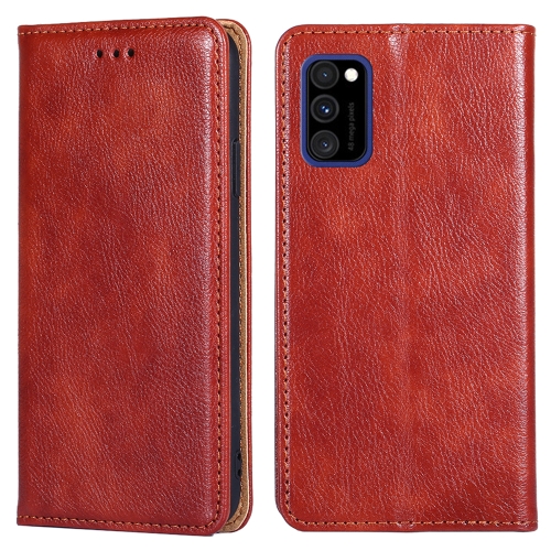 

For Samsung Galaxy A91 PU + TPU Gloss Oil Solid Color Magnetic Horizontal Flip Leather Case with Holder & Card Slot & Wallet(Brown)