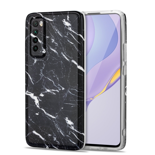 

For Huawei Nova 7 5G TPU Glossy Marble Pattern IMD Protective Case(Black)
