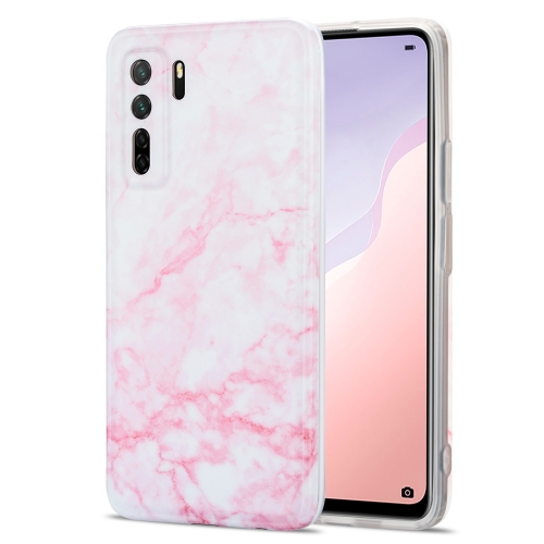 

For Huawei Nova 7 SE TPU Glossy Marble Pattern IMD Protective Case(Light Pink)