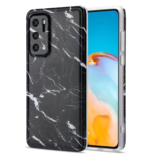 

For Huawei P40 TPU Glossy Marble Pattern IMD Protective Case(Black)