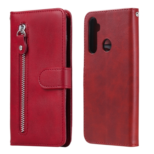 

For OPPO Realme 5 / 5s / C3 Fashion Calf Texture Zipper Horizontal Flip Leather Case with Holder & Card Slots & Wallet(Red)