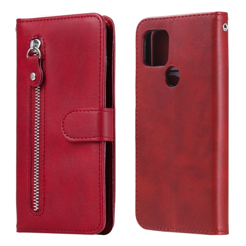 

For Google Pixel 5 XL / Pixel 4a 5G Fashion Calf Texture Zipper Horizontal Flip Leather Case with Holder & Card Slots & Wallet(Red)