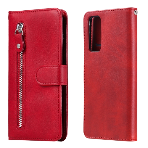 

For Huawei P Smart 2021 / Y7a / Honor 10X Lite Fashion Calf Texture Zipper Horizontal Flip Leather Case with Holder & Card Slots & Wallet(Red)