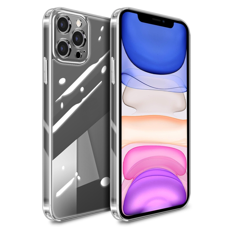

High Transparent TPU Soft Frame + Glass Back Fine Hole Protective Case For iPhone 11(Transparent)