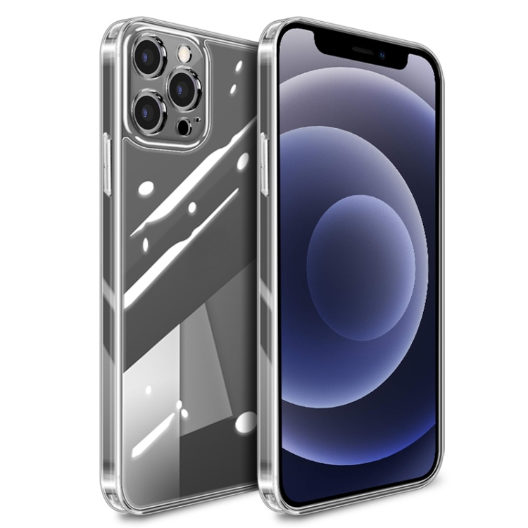 

High Transparent TPU Soft Frame + Glass Back Fine Hole Protective Case For iPhone 12 Mini(Transparent)