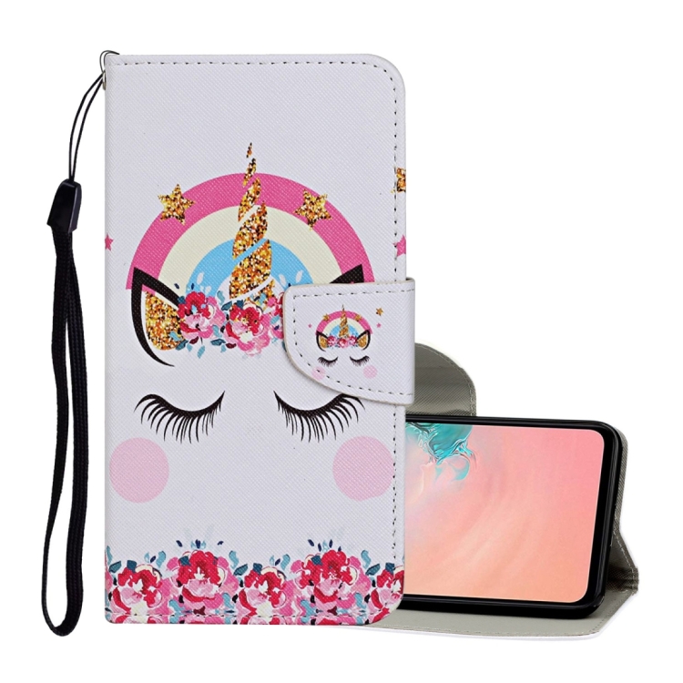 

For Samsung Galaxy A52 5G / 4G Colored Drawing Pattern Horizontal Flip Leather Case with Holder & Card Slots & Wallet & Lanyard(Crown Unicorn)