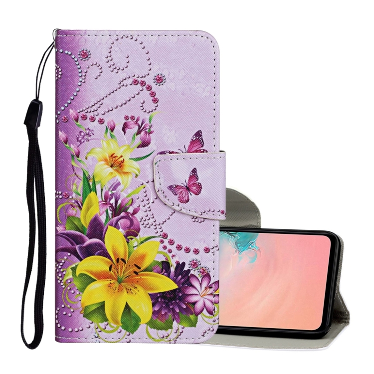 

For Xiaomi Poco X3 NFC Colored Drawing Pattern Horizontal Flip Leather Case with Holder & Card Slots & Wallet & Lanyard(Yellow Flower Butterfly)