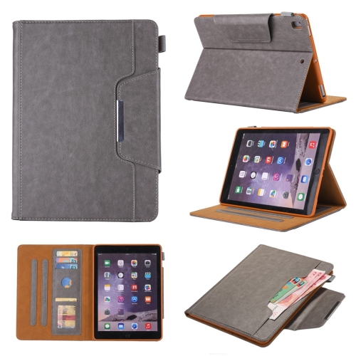 

For iPad 10.2 inch Business Style Horizontal Flip Leather Case with Holder & Card Slot & Photo Frame & Wallet(Grey)