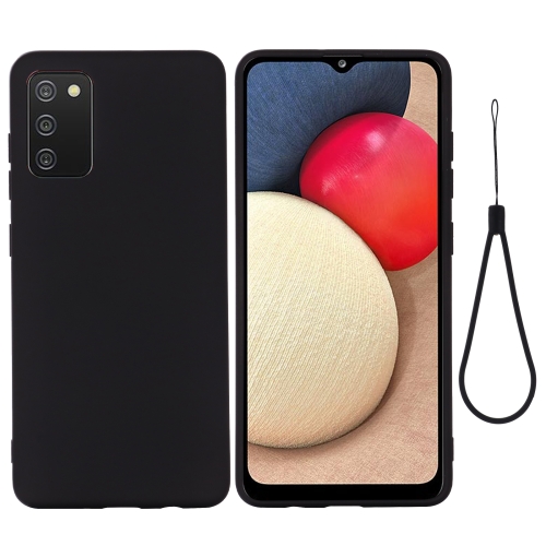 

For Samsung Galaxy A02s (EU Version) Pure Color Liquid Silicone Shockproof Full Coverage Case(Black)