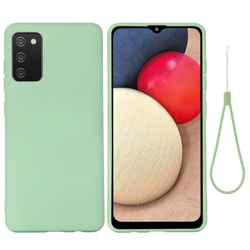 

For Samsung Galaxy A02s (EU Version) Pure Color Liquid Silicone Shockproof Full Coverage Case(Green)