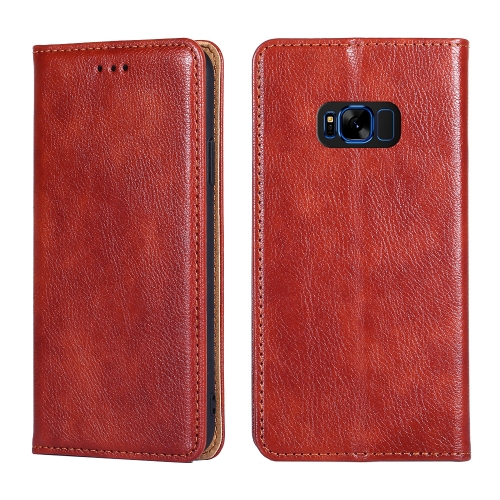 

For Samsung Galaxy S8+ PU + TPU Gloss Oil Solid Color Magnetic Horizontal Flip Leather Case with Holder & Card Slot & Wallet(Brown)