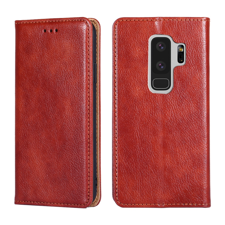 

For Samsung Galaxy S9+ PU + TPU Gloss Oil Solid Color Magnetic Horizontal Flip Leather Case with Holder & Card Slot & Wallet(Brown)