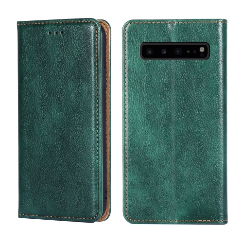 

For Samsung Galaxy S10 5G PU + TPU Gloss Oil Solid Color Magnetic Horizontal Flip Leather Case with Holder & Card Slot & Wallet(Green)