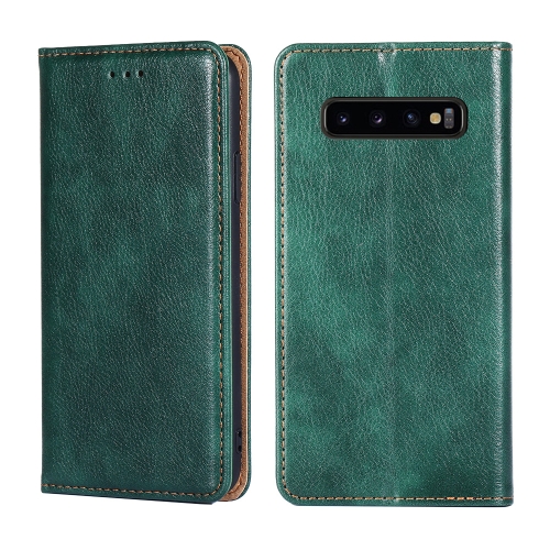 

For Samsung Galaxy S10+ PU + TPU Gloss Oil Solid Color Magnetic Horizontal Flip Leather Case with Holder & Card Slot & Wallet(Green)