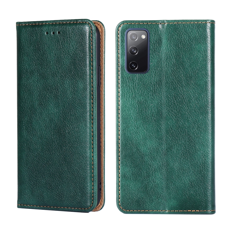 

For Samsung Galaxy S20 FE PU + TPU Gloss Oil Solid Color Magnetic Horizontal Flip Leather Case with Holder & Card Slot & Wallet(Green)