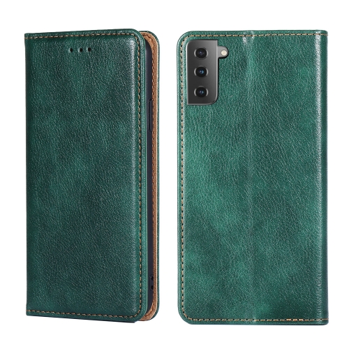 

For Samsung Galaxy S21+ 5G PU + TPU Gloss Oil Solid Color Magnetic Horizontal Flip Leather Case with Holder & Card Slot & Wallet(Green)