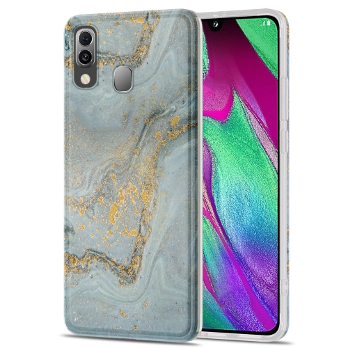 

For Samsung Galaxy A40 TPU Gilt Marble Pattern Protective Case(Light Blue)