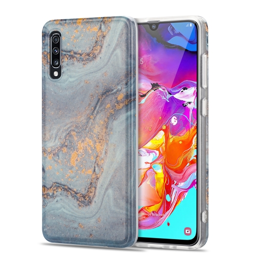 

For Samsung Galaxy A70 TPU Gilt Marble Pattern Protective Case(Light Blue)
