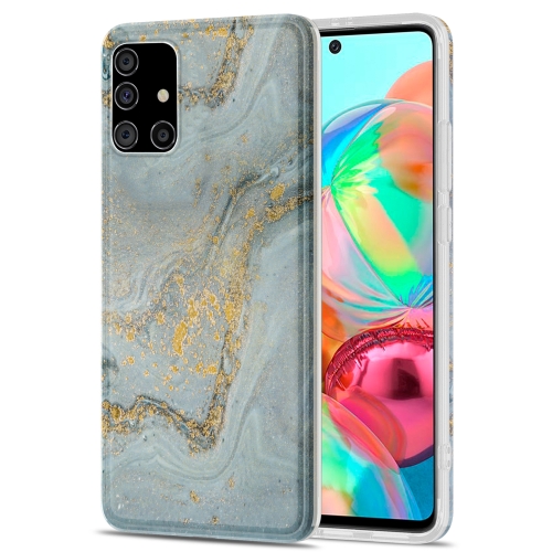 

For Samsung Galaxy A71 TPU Gilt Marble Pattern Protective Case(Light Blue)