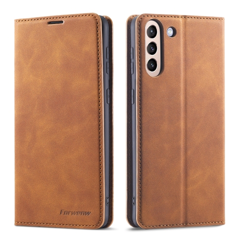 

For Samsung Galaxy S21+ 5G Forwenw Dream Series Oil Edge Strong Magnetism Horizontal Flip Leather Case with Holder & Card Slots & Wallet & Photo Frame(Brown)