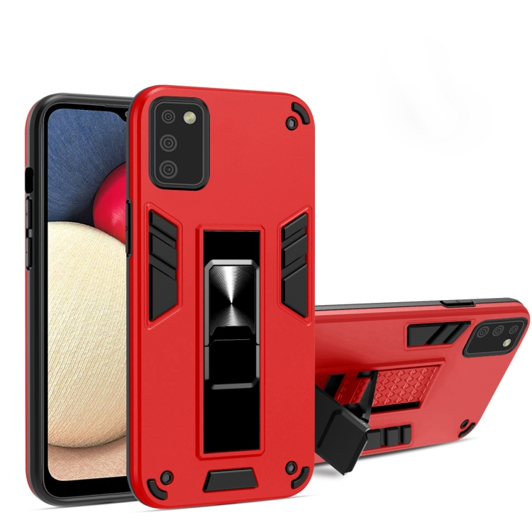 

For Samsung Galaxy A02s 2 in 1 PC + TPU Shockproof Protective Case with Invisible Holder(Red)